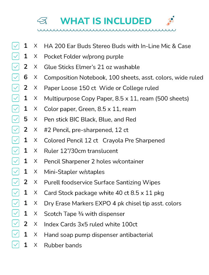 North Broward Academy of Excellence - Sixth Grade Supply Kit (Last Name A-M)